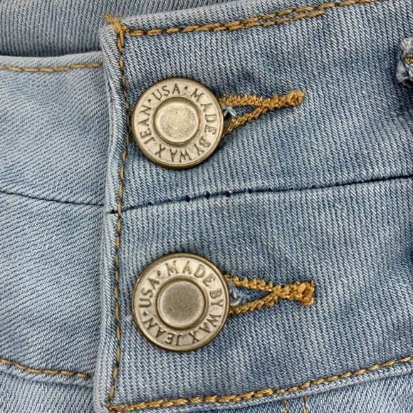 Womens Wax Jeans Size 1 Jr Crop Skinny Light Wash Butt I Love You Wide Belt 0561 - Picture 3 of 7